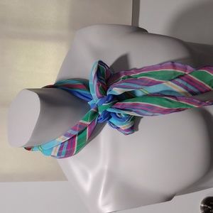 Multi colored striped silk scarf